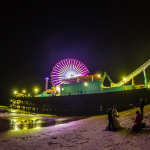 Wedding couple at the pier, Santa Monica